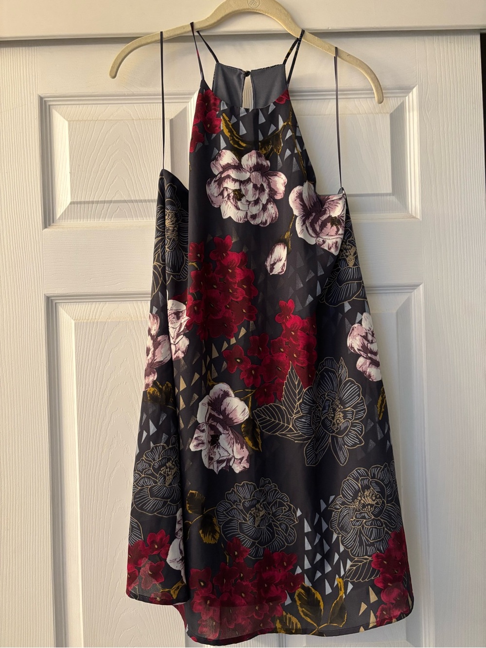 Womens' Floral Dress in Black and Burgundy